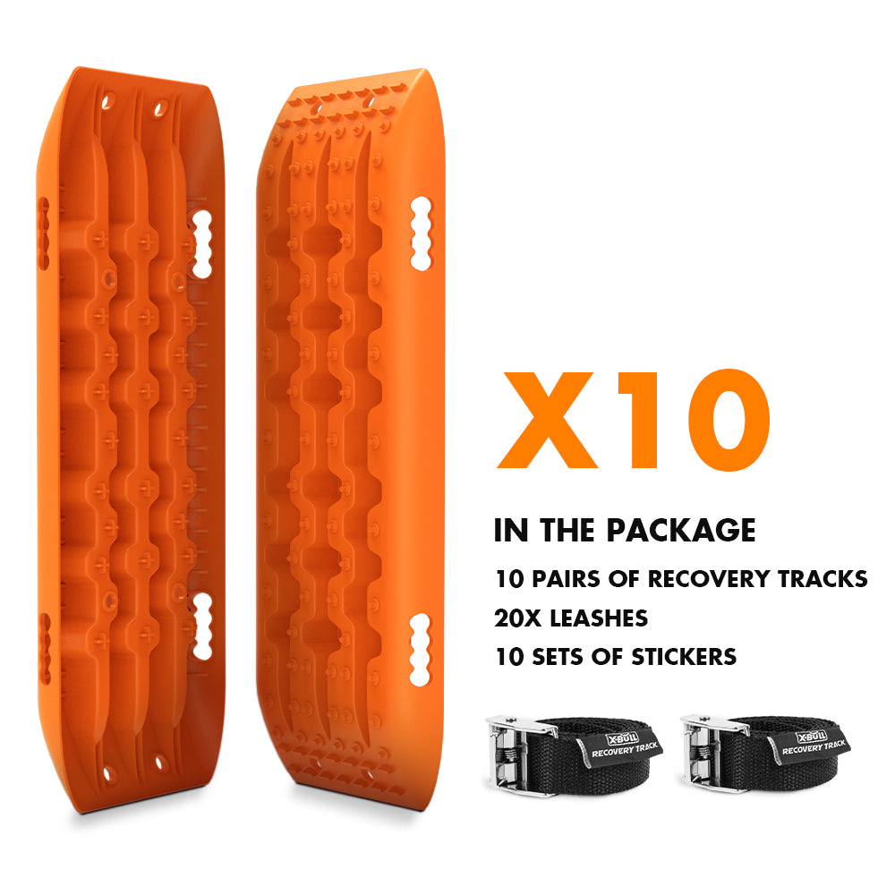 X-BULL 10 Pairs of Recovery tracks Boards Traction 10T Sand tracks/ Mud /Snow Gen 2.0 Orange