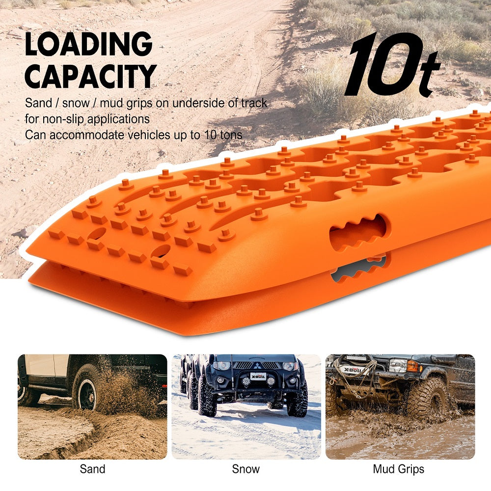 X-BULL 10 Pairs of Recovery tracks Boards Traction 10T Sand tracks/ Mud /Snow Gen 2.0 Orange