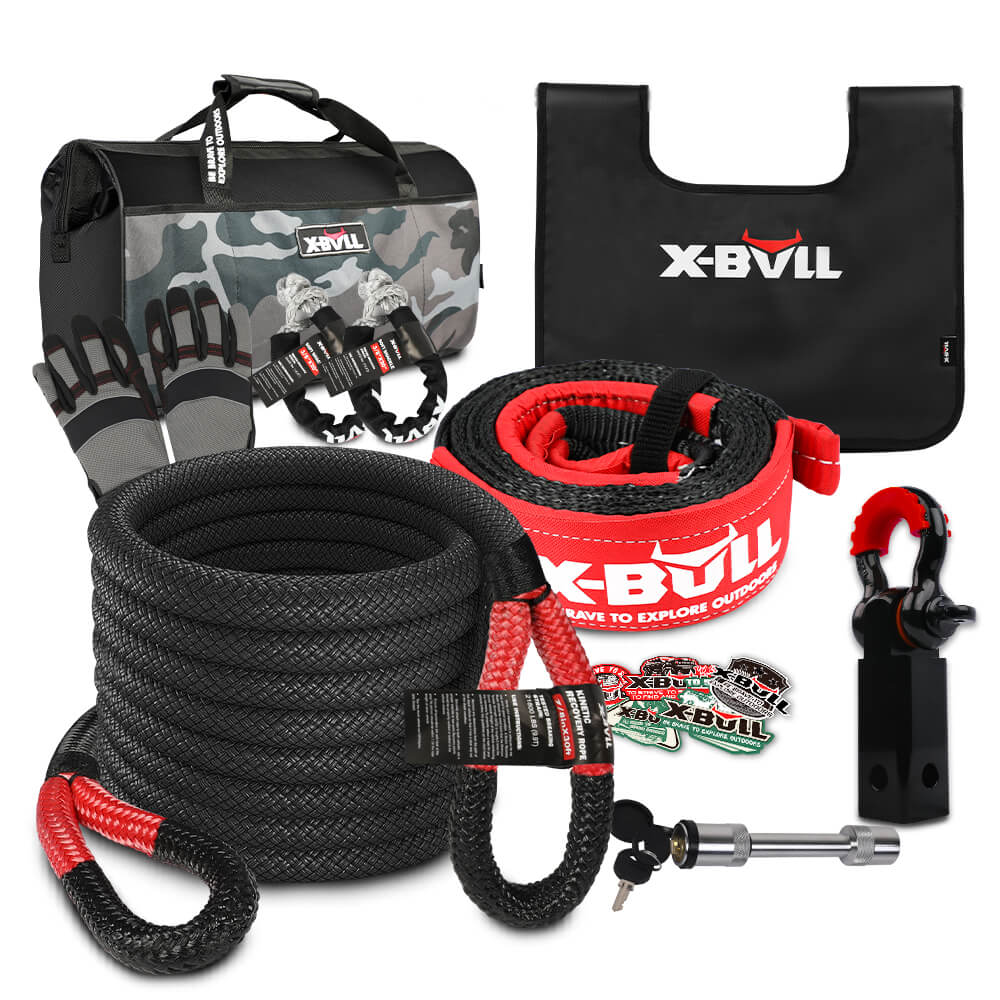 X-BULL Recovery Kit Kinetic Recovery Rope With Hitch Receiver 5T Recovery Receiver