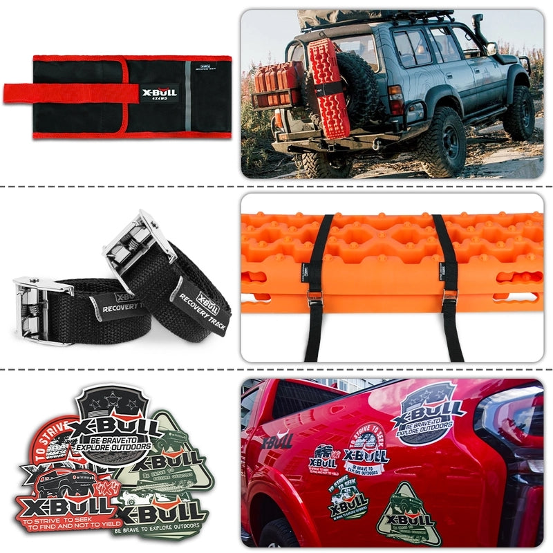 X-BULL KIT2 Recovery tracks 6pcs Board Traction Sand trucks strap mounting 4x4 Sand Snow Car ORANGE