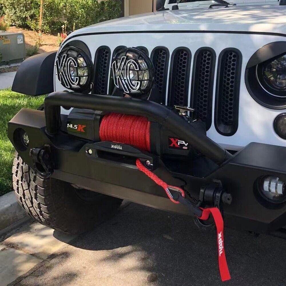 X-BULL 14500LBS Electric Winch 12V synthetic rope with 4PCS Recovery Tracks Gen3.0 Red