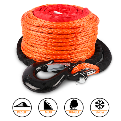 ZESUPER Winch Rope 9.5MM X 30M Dyneema SK75 Hook Synthetic Car Tow Recovery Cable Hook