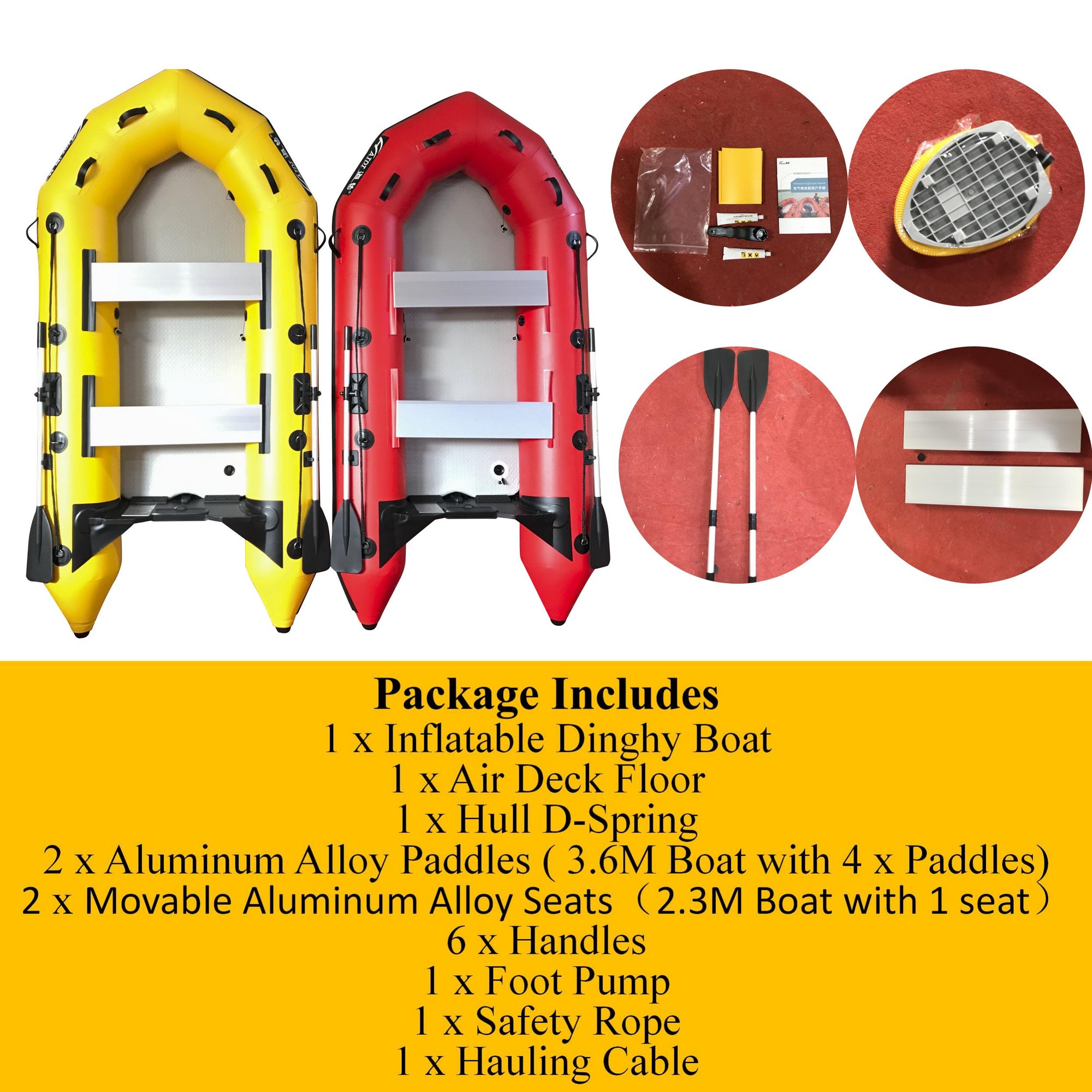 2.3m Inflatable Dinghy Boat Tender Pontoon Rescue- Red