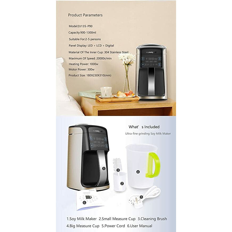 Joyoung Soy Milk Maker Superfine Grinding Automatic Touch Screen DJ13S-P90