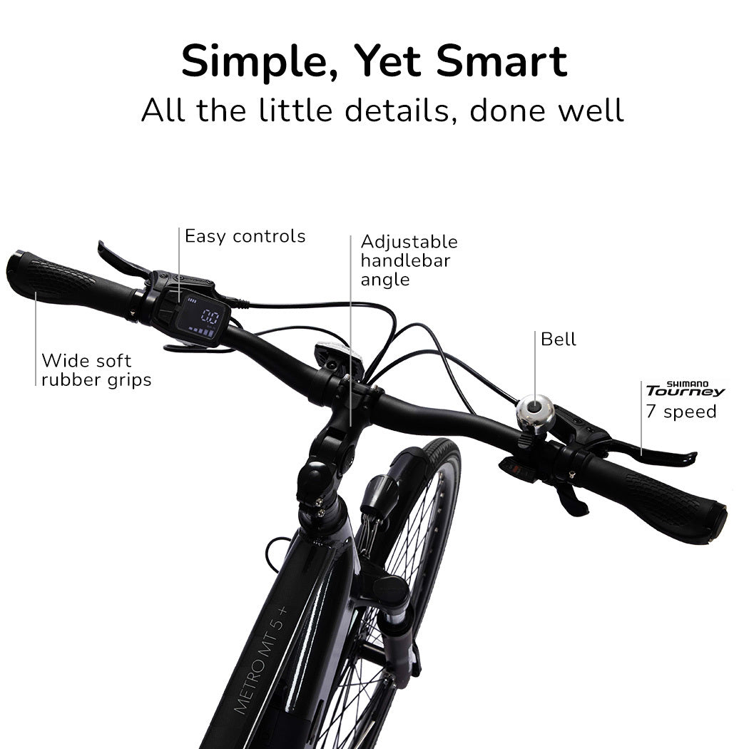 2023 VALK Metro MT 5 + Electric Hybrid Bike, Mid-Drive, Mixte Frame, Medium, Dark Grey