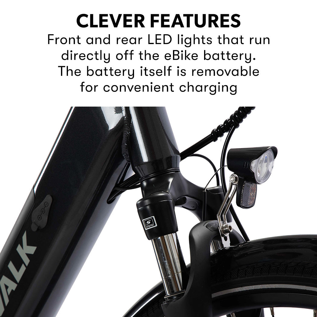 2023 Valk Metro ST 5 + Electric Hybrid Bike, Mid-Drive, Step-Through, Large, Dark Grey