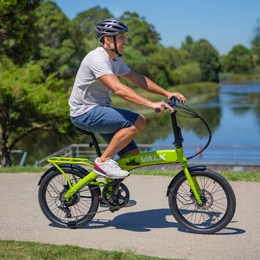 VALK Shuttle 5 Electric Folding Bike, Gen II, 20" Tyres, Shimano 7-Speed, Lime Green