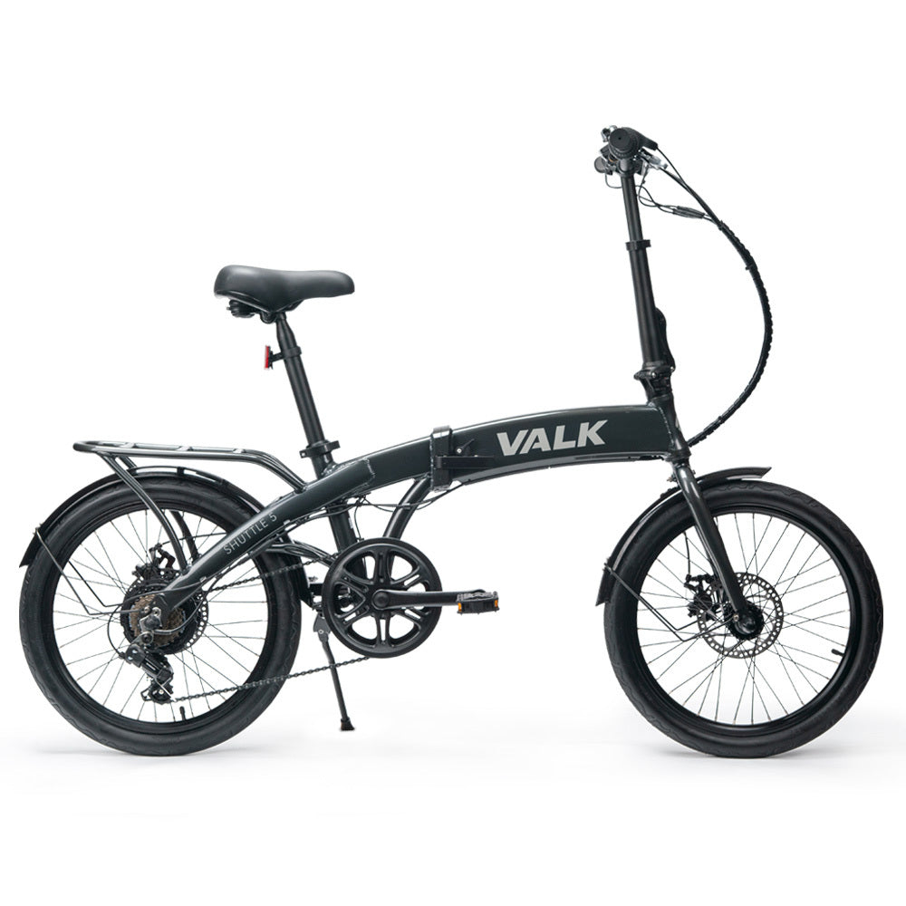 VALK Shuttle 5 Electric Folding Bike, Gen II, 20&quot; Tyres, Shimano 7-Speed, Dark Grey