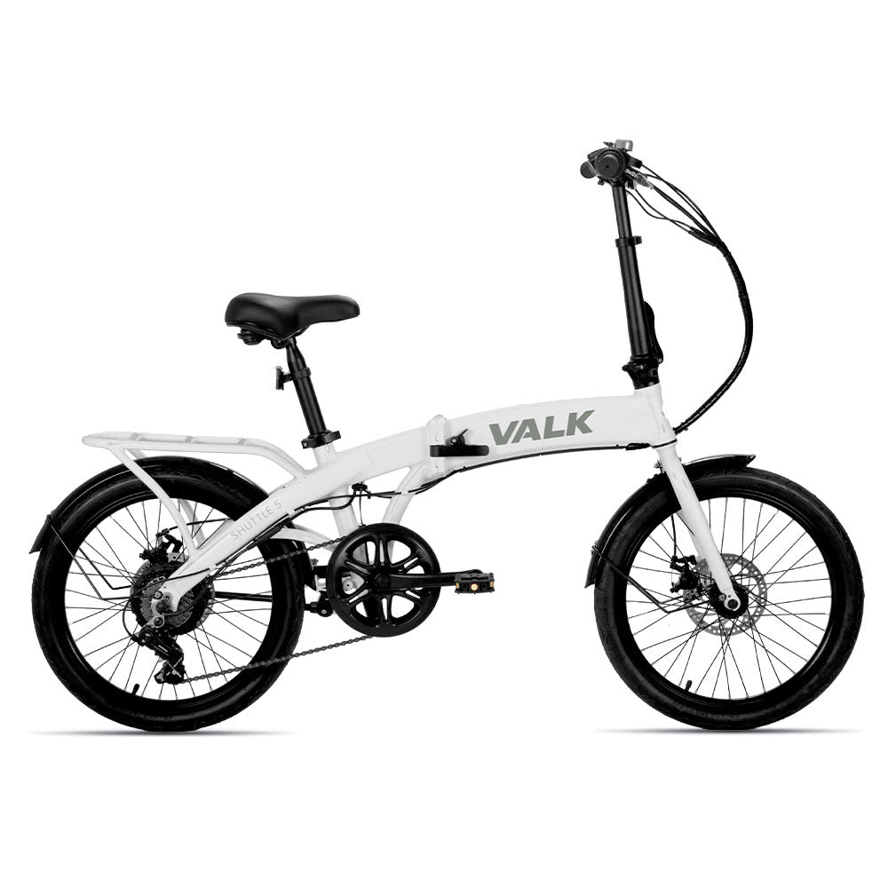 VALK Shuttle 5 Electric Folding Bike, Gen II, 20&quot; Tyres, Shimano 7-Speed, White