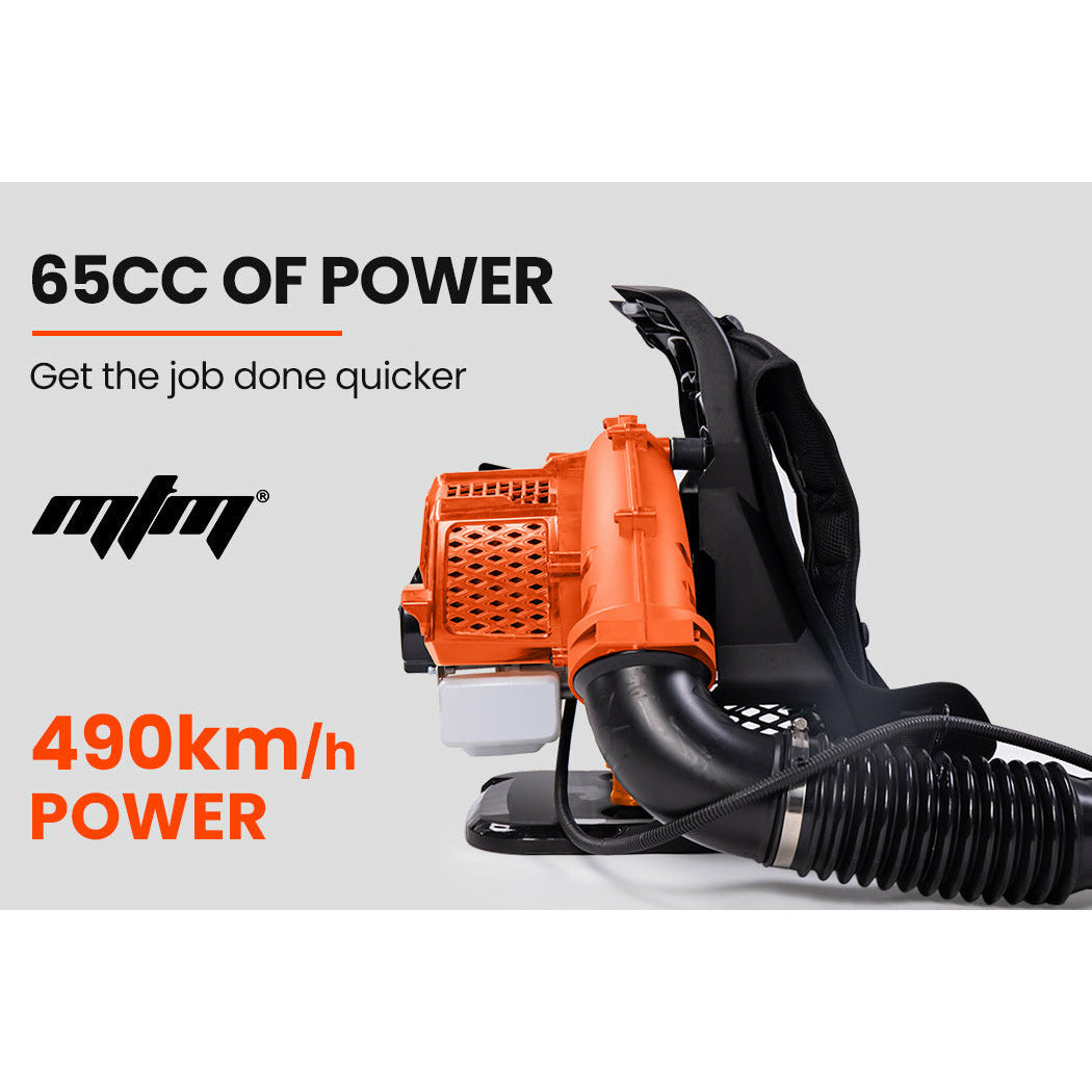 MTM 65CC Petrol Backpack Leaf Blower - Commercial 2 Stroke Garden Yard Tool Back