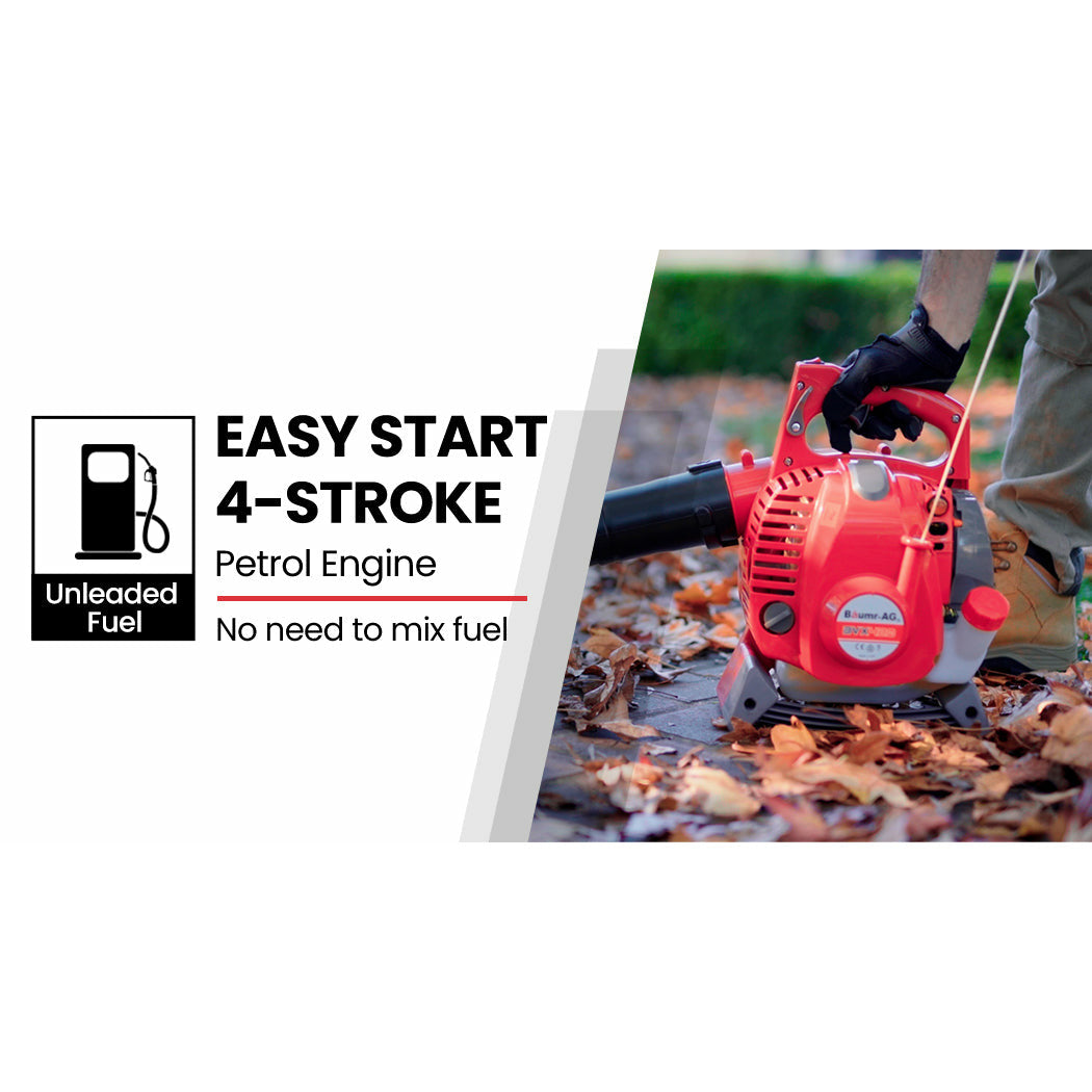Baumr-AG Petrol Leaf Blower Vacuum 4 Stroke - Vac Garden Commercial Hand Outdoor