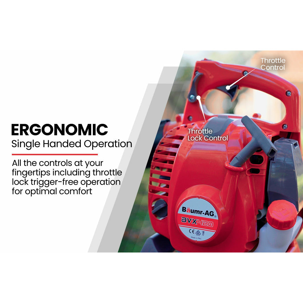 Baumr-AG Petrol Leaf Blower Vacuum 4 Stroke - Vac Garden Commercial Hand Outdoor