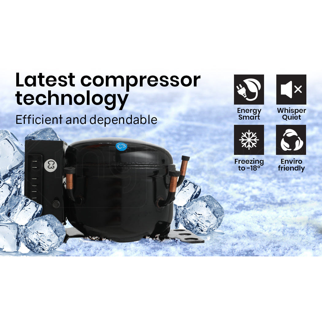 GECKO 95L Portable Fridge Freezer Camping Motorhome Caravan Upright Fridges 12V/24V/240V, Silver