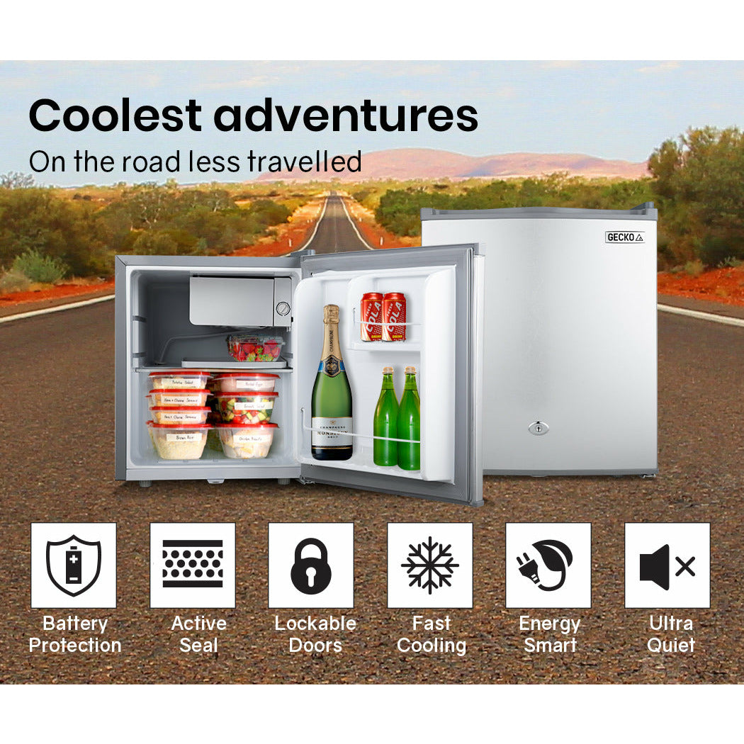 GECKO 57L Portable Bar Fridge Refrigerator 12V/24V/240V Camping Camper Caravan