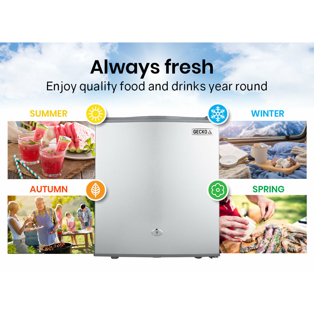 GECKO 57L Portable Bar Fridge Refrigerator 12V/24V/240V Camping Camper Caravan