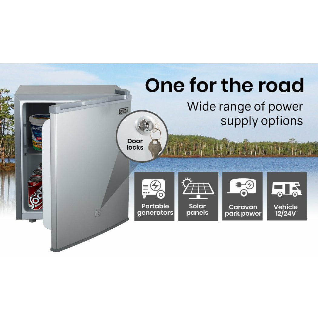 GECKO 57L Portable Bar Fridge Refrigerator 12V/24V/240V Camping Camper Caravan