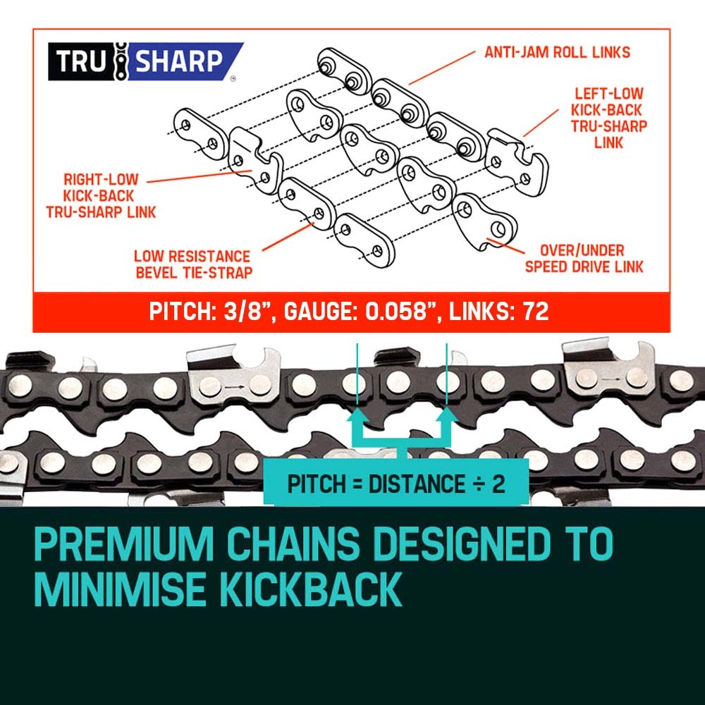 2 X 18 Baumr-AG Chainsaw Chain 18in Bar Replacement Suits SX45 45CC Saws