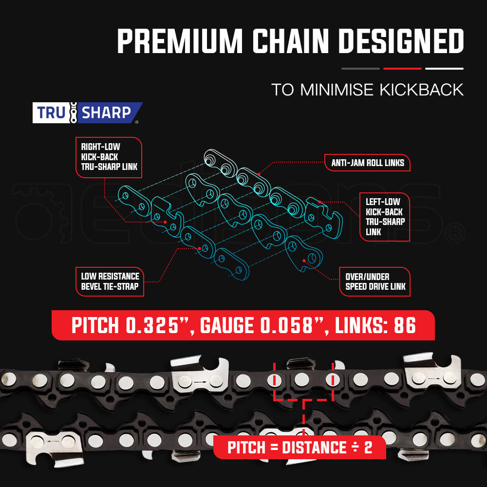 22 Baumr-AG Chainsaw Chain Bar Replacement Commercial Saws 0.325 0.058" 86DL