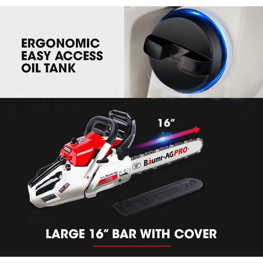 Baumr-AG 38CC Petrol Commercial Chainsaw 16 Bar E-Start 3.2 HP Chain Saw