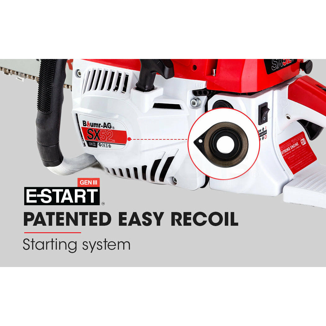 Baumr-AG 52CC Petrol Commercial Chainsaw 20 Bar E-Start Chain Saw