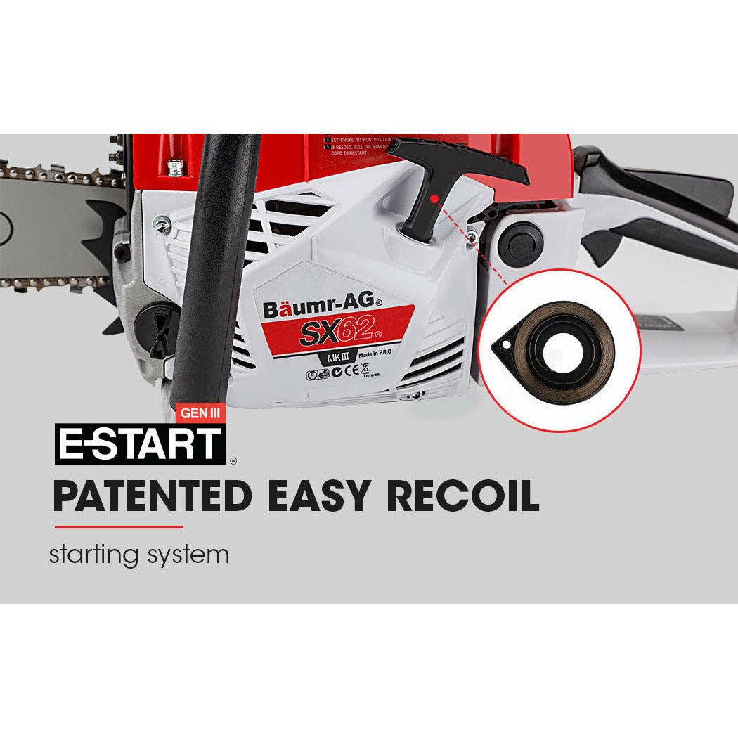 Baumr-AG 62CC Petrol Commercial Chainsaw 20 Bar E-Start Pruning Chain Saw