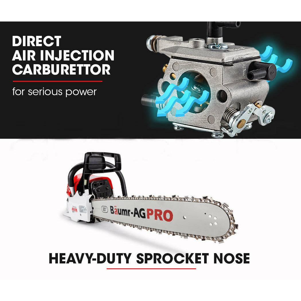 Baumr-AG 62CC Petrol Commercial Chainsaw 20 Bar E-Start Pruning Chain Saw