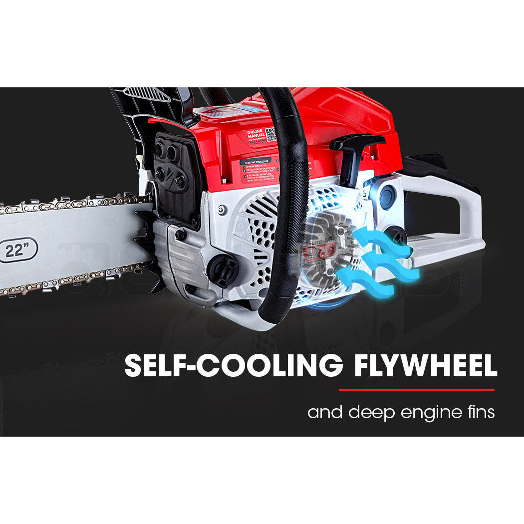 BAUMR-AG Commercial Petrol Chainsaw E-Start 22" Bar Chain Saw Tree Pruning Top Handle