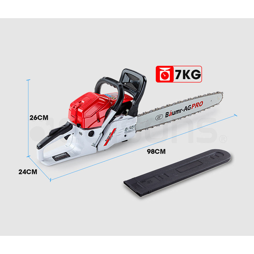 BAUMR-AG Commercial Petrol Chainsaw E-Start 22" Bar Chain Saw Tree Pruning Top Handle