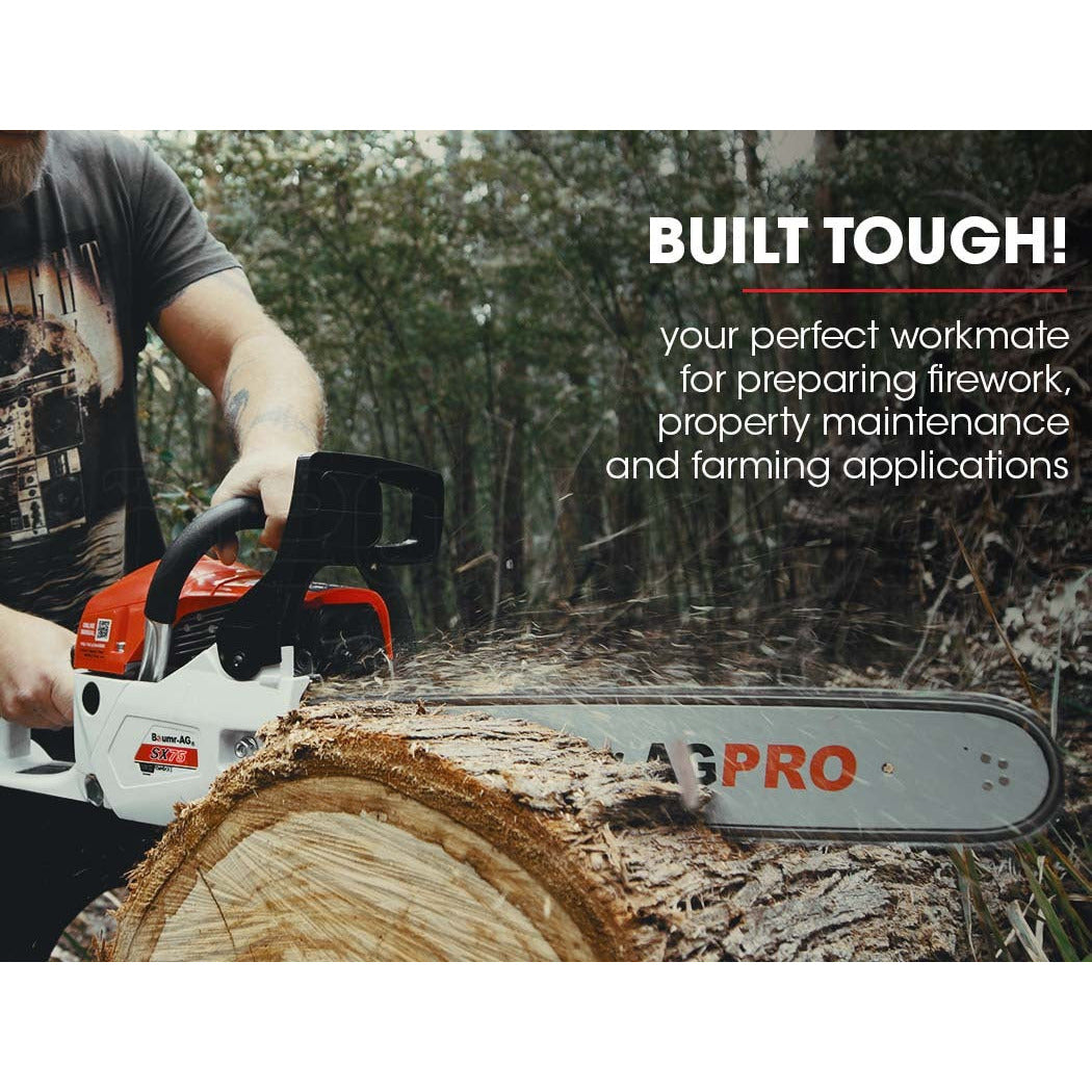 BAUMR-AG Commercial Petrol Chainsaw E-Start 22" Bar Chain Saw Tree Pruning Top Handle