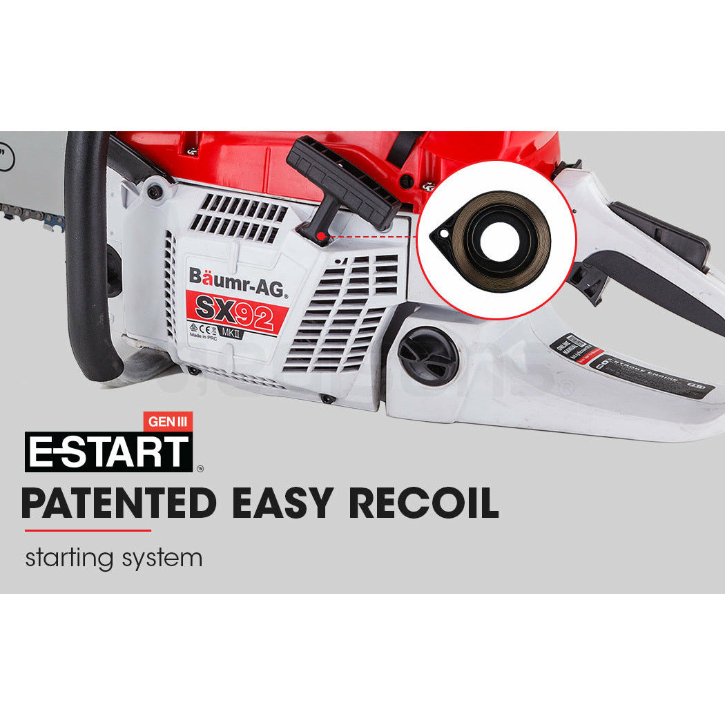 BAUMR-AG Petrol Commercial Chainsaw 24 Bar E-Start Chain Saw Top Handle Pruning