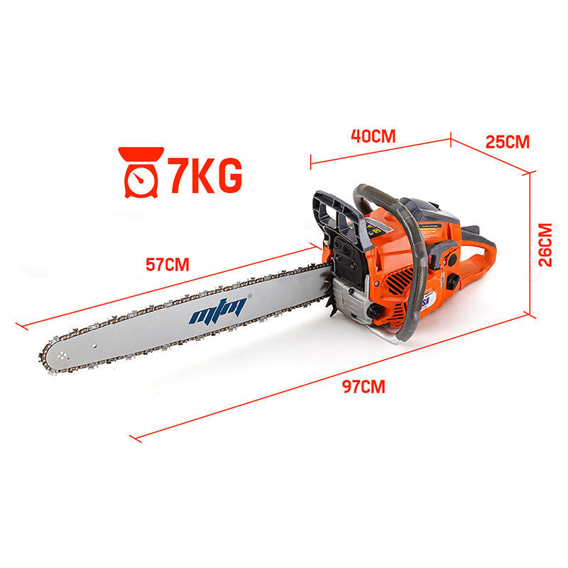 MTM Petrol Commercial Chainsaw 22 Bar E-Start Tree Pruning Chain Saw Top Handle
