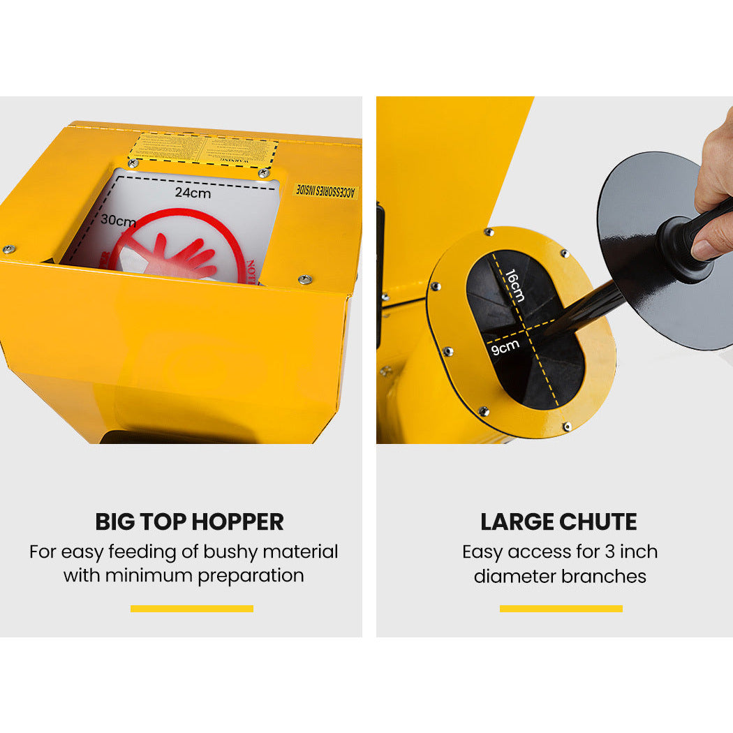 MICHIGAN 15HP Petrol Wood Chipper Garden Mulcher Shredder Mulch Chip 420CC Commercial Series