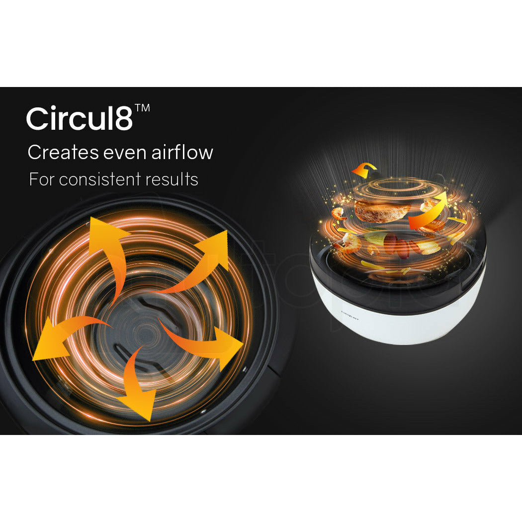 EUROCHEF 10L Electric Digital Air Fryer with Rotisserie, Rotating Fry Basket, Rack and Tongs, White