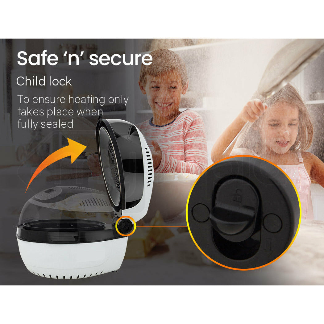 EUROCHEF 10L Electric Digital Air Fryer with Rotisserie, Rotating Fry Basket, Rack and Tongs, White