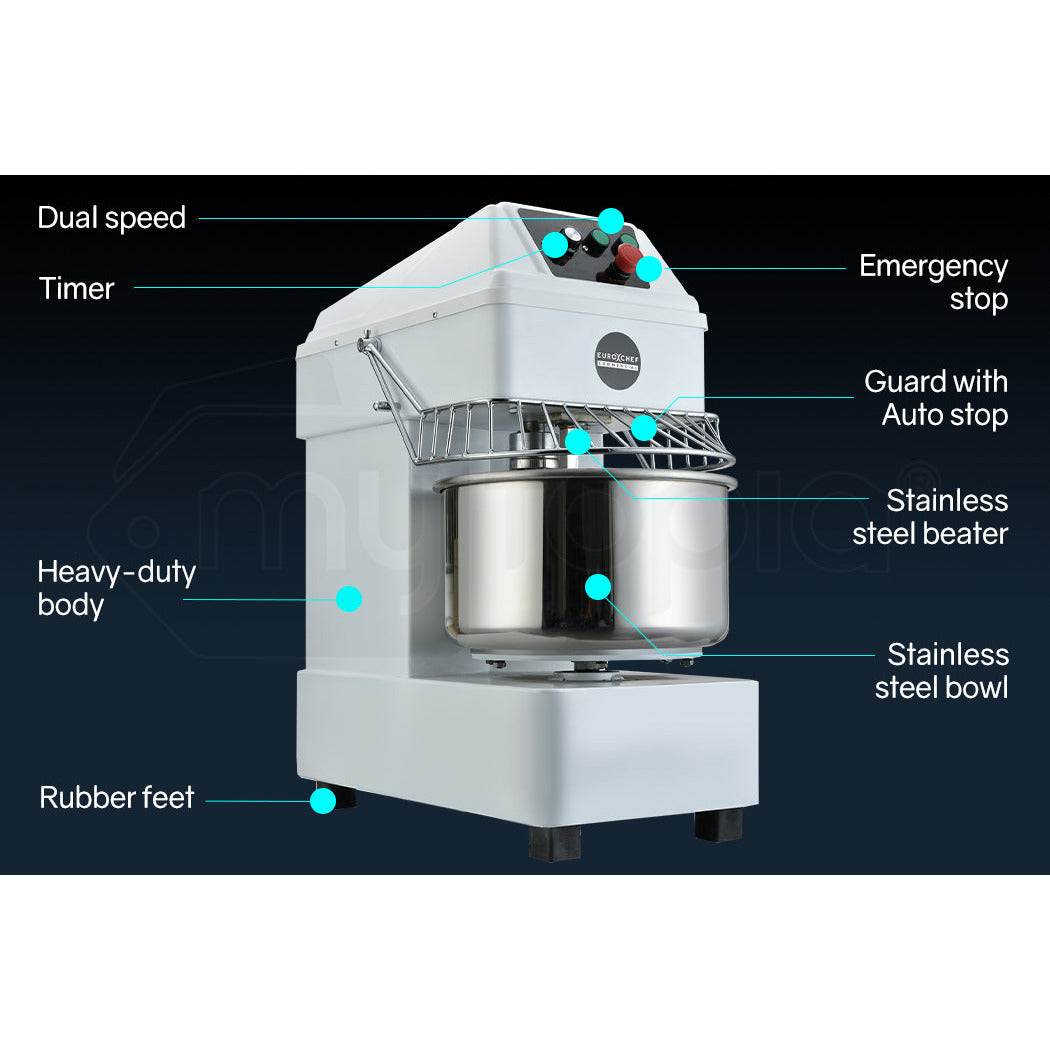 EUROCHEF 30L Spiral Dough Mixer Commercial Machine Bakery Bread Kneader Litre Small