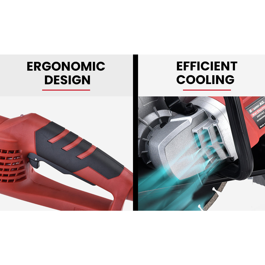 BAUMR-AG 2400W Electric Concrete Saw 355mm Demolition Cutter Wet Dry Demo Tool Circular Cutting