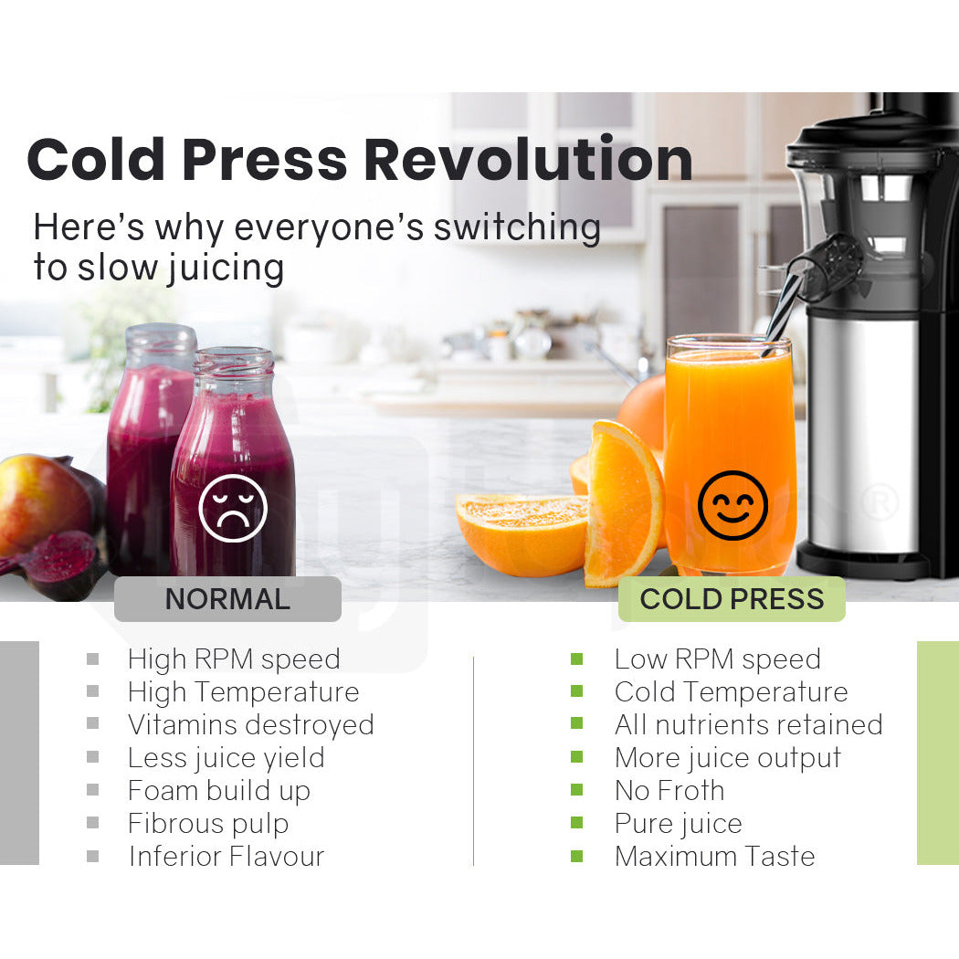 EUROCHEF Cold Press Slow Juicer Machine Fruit Electric Juice Maker Vegetable Extractor Squeezer