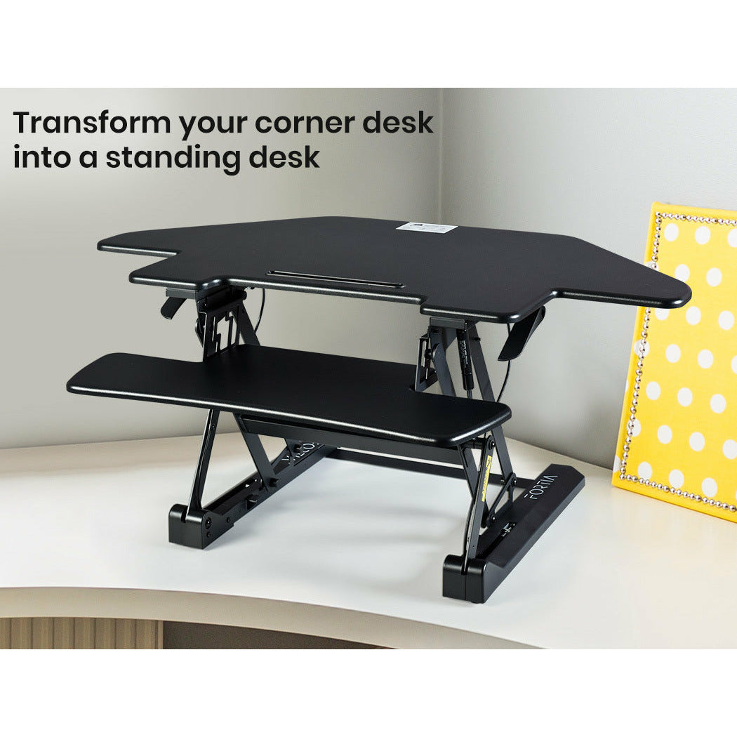 FORTIA Desk Riser Monitor Standing Stand For Corner Desk Adjustable Black