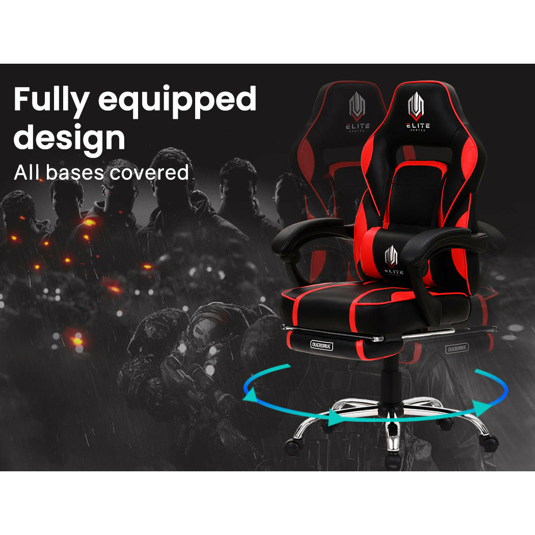 OVERDRIVE Gaming Chair Desk Racing Seat Setup PC Combo Office Table Black Red