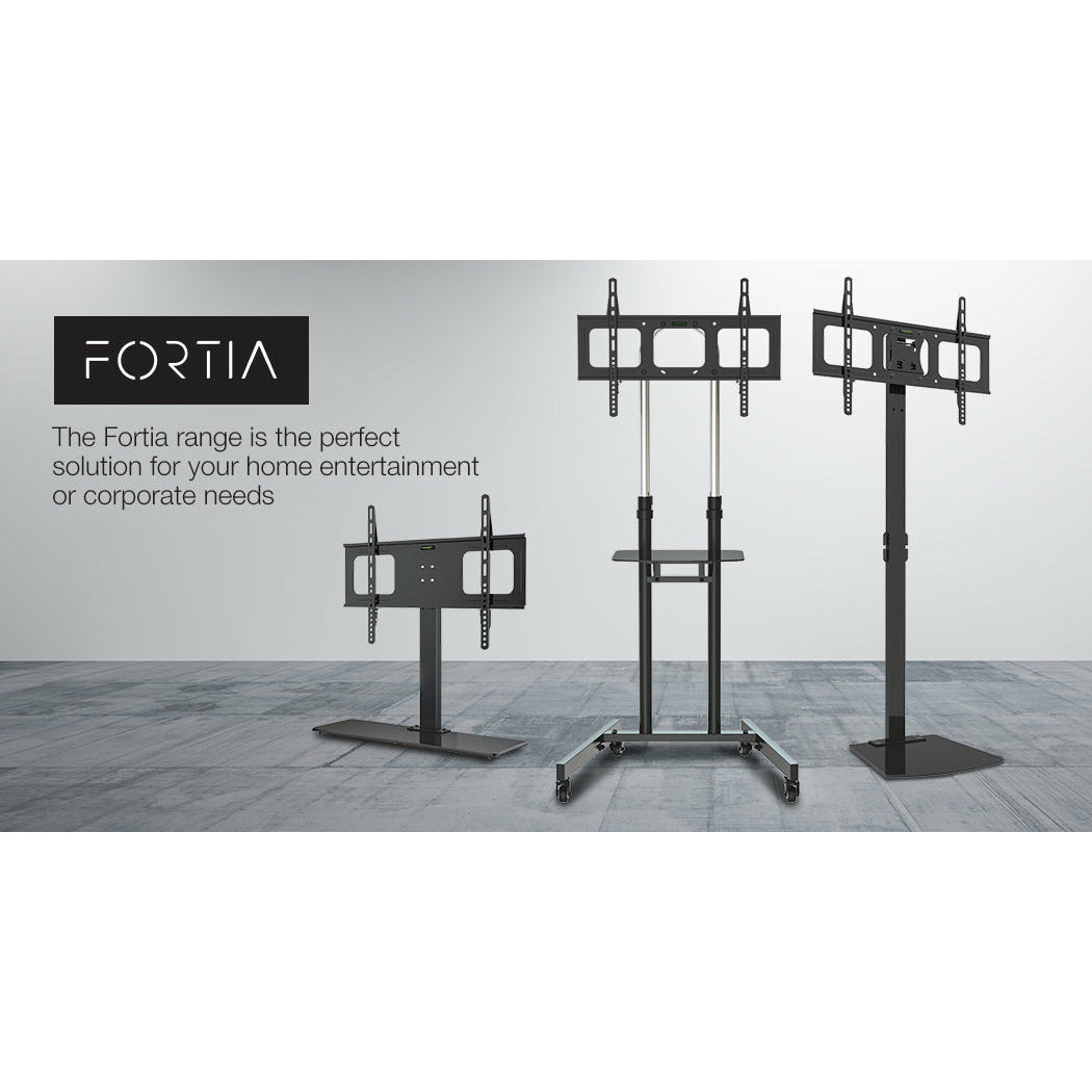 FORTIA TV Stand Mobile Mount 37-70 Inch Tall Universal Rolling Trolley Black 65Inch