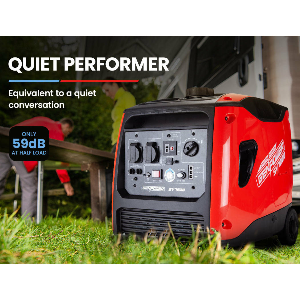 GENPOWER Inverter Generator 4500W Peak Pure Sine Portable Camping Petrol Rated