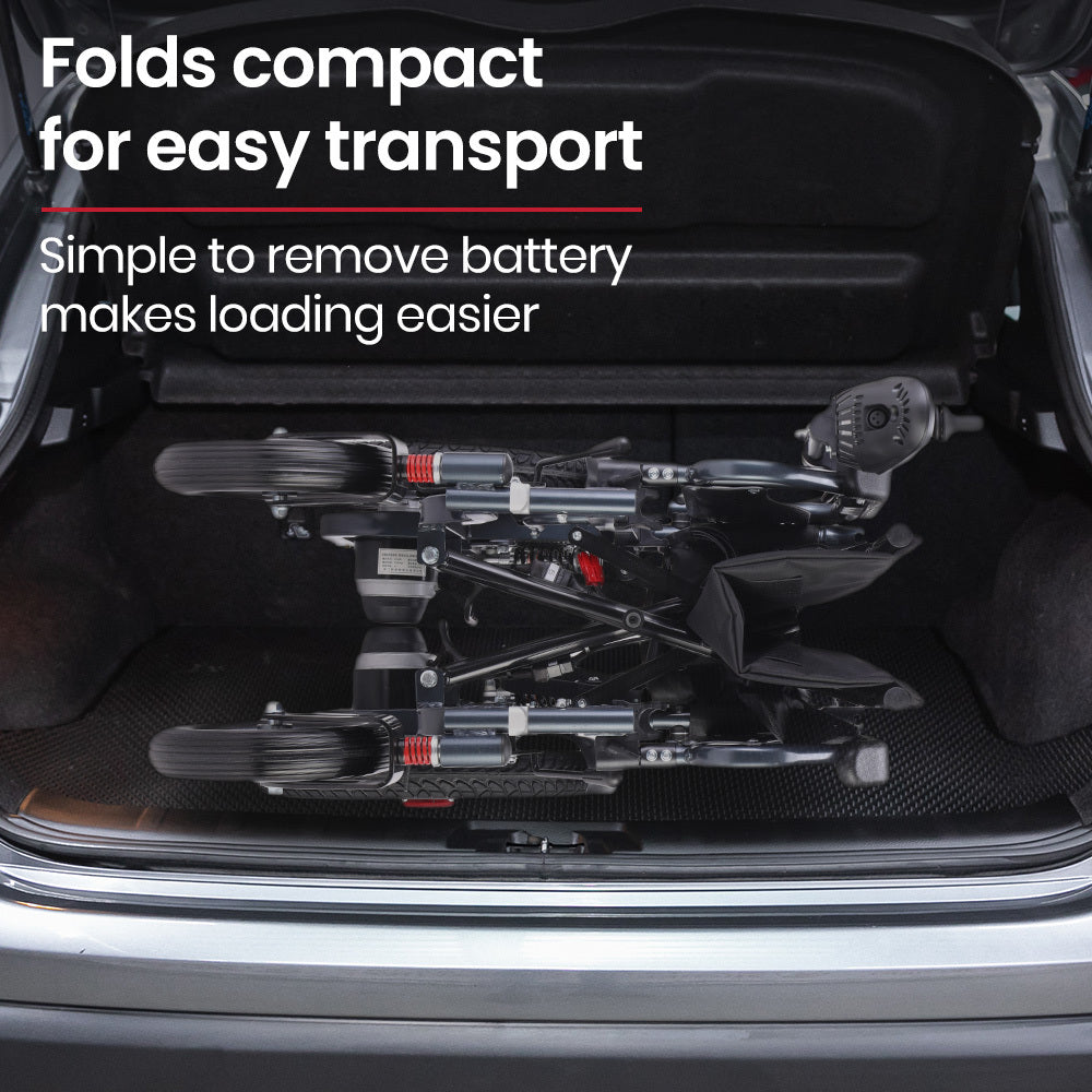 EQUIPMED Electric Wheelchair Folding Motorised Power Mobility Scooter Lightweight, Black/Grey