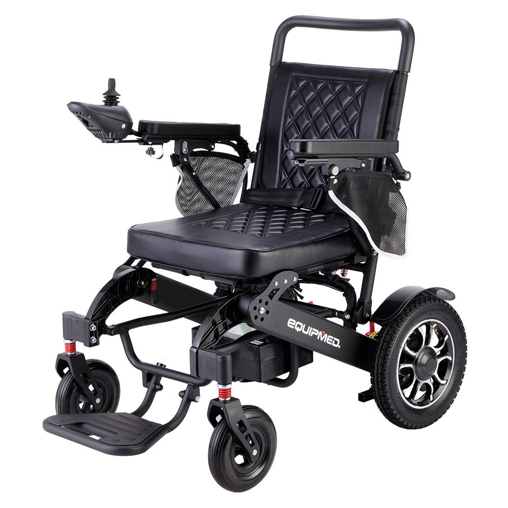 Equipmed Power Electric Wheelchair, Folding, 15km Max Range, Aluminium Frame, Lithium Battery, Black