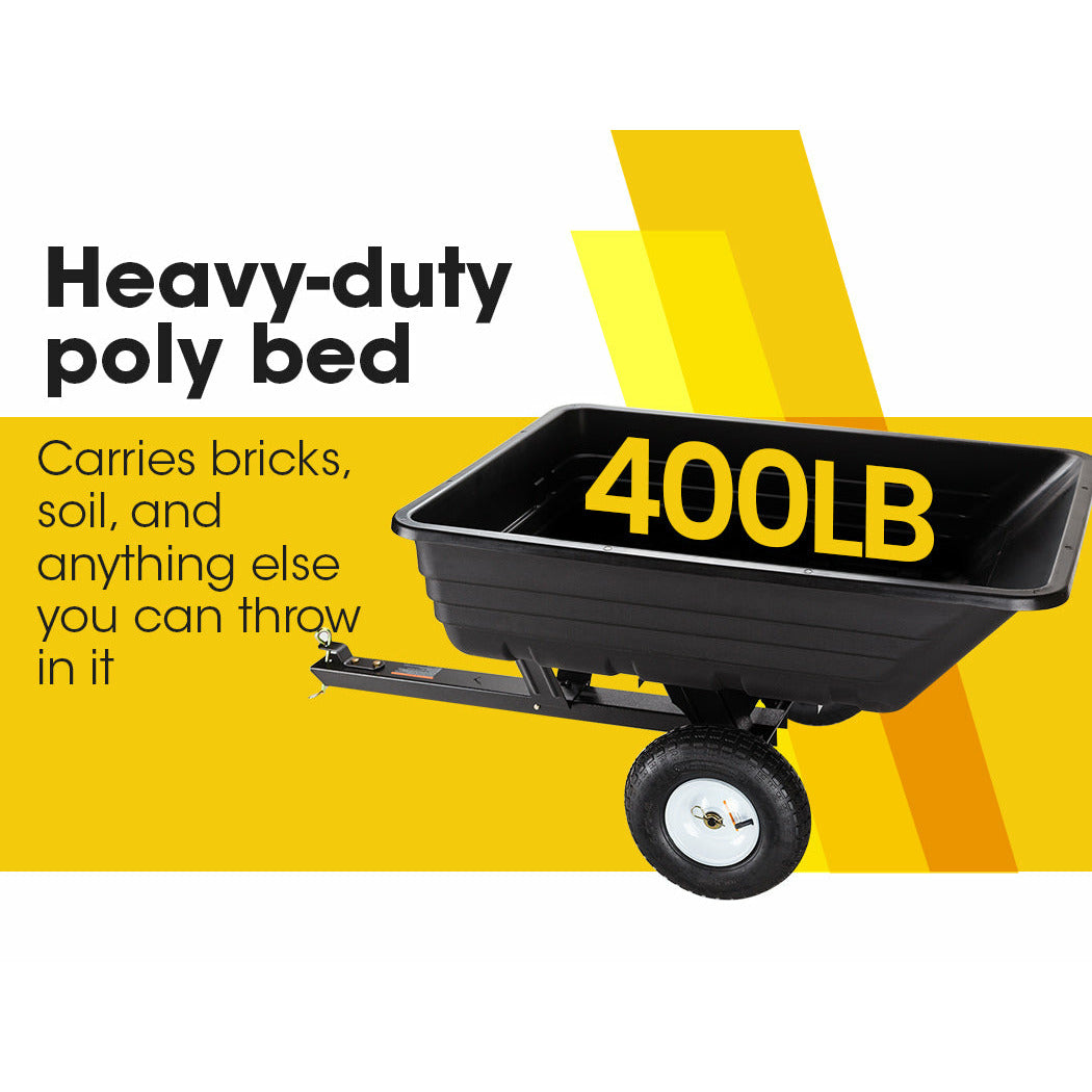 PLANTCRAFT 400LBS Poly Dump Cart Garden Tip Trailer Tray Tow Quad ATV Ride