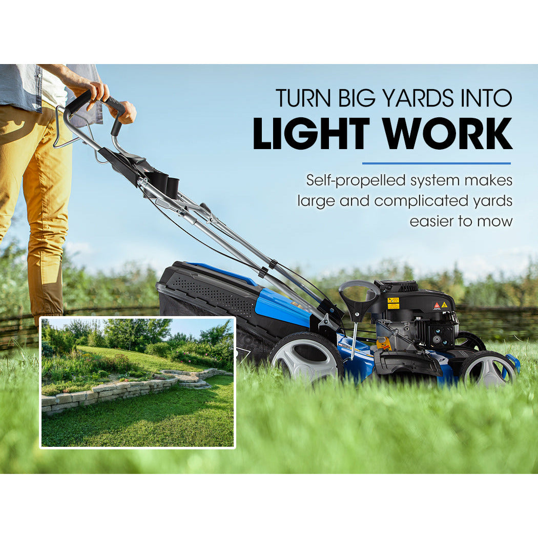 POWERBLADE Lawn Mower 18 175cc Petrol Self-Propelled Push Lawnmower 4-Stroke