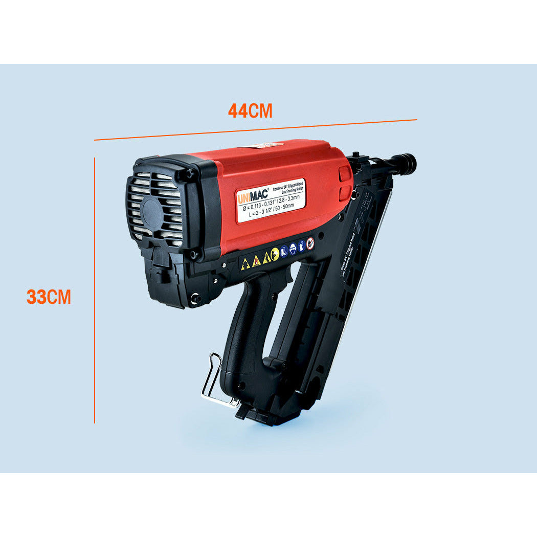UNIMAC Cordless Framing Nailer 34 Degree Gas Nail Gun Kit - 2nd Gen Brushless