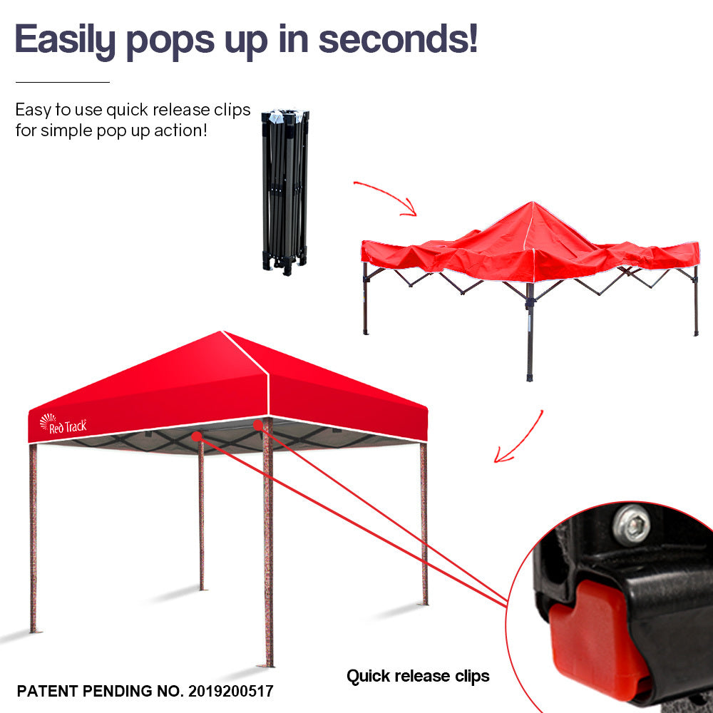 Red Track 3x3m Folding Gazebo Shade Outdoor Pop-Up Red Foldable Marquee