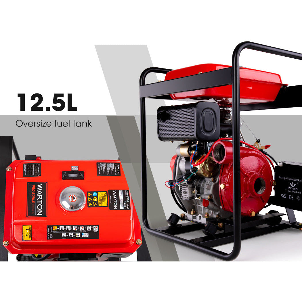 WARTON 2" 8HP Diesel High Pressure Water Pump Fire Fighting Irrigation Farm 2 Inch