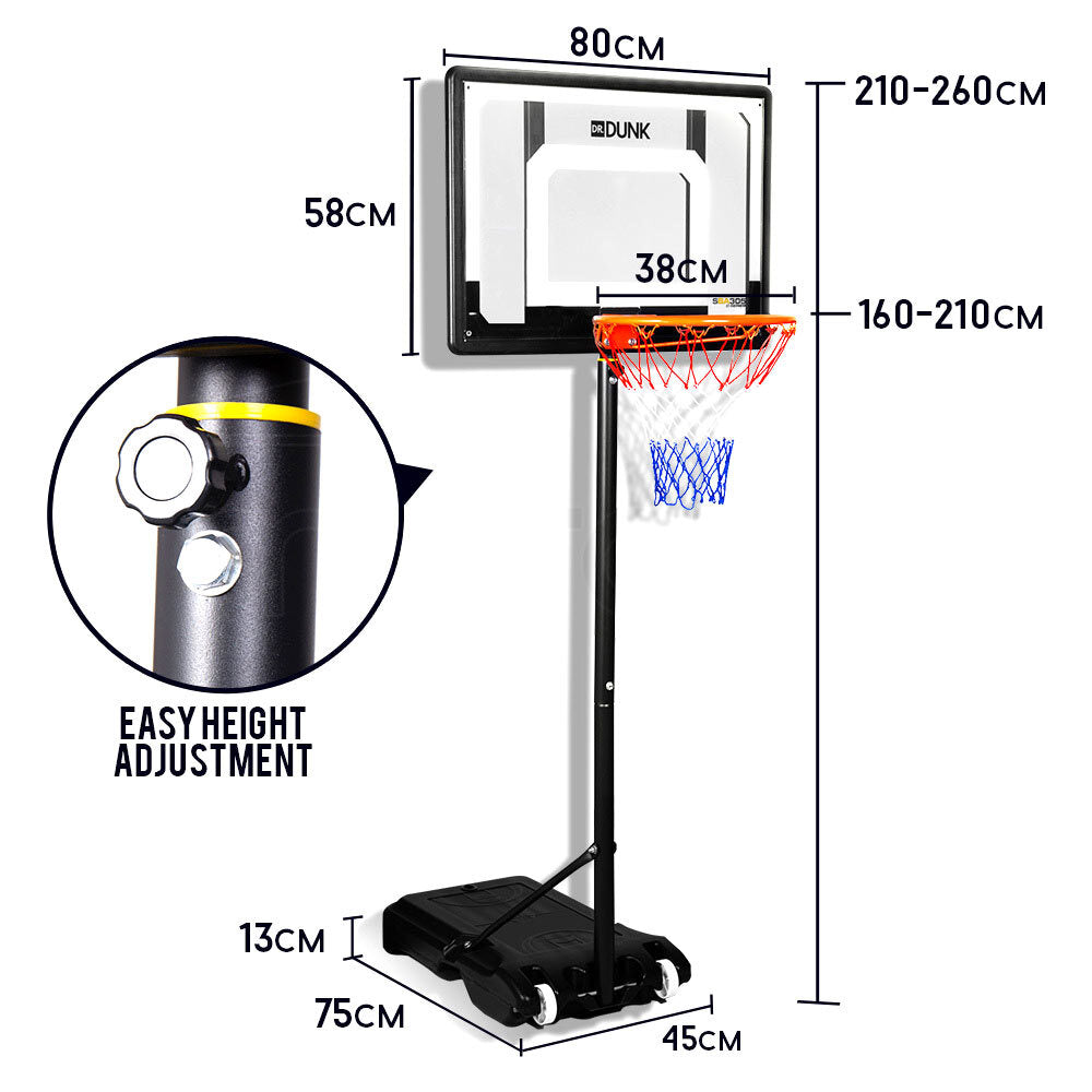 Dr.Dunk Adjustable Basketball Stand System Kids Hoop Portable Height Rim Ring