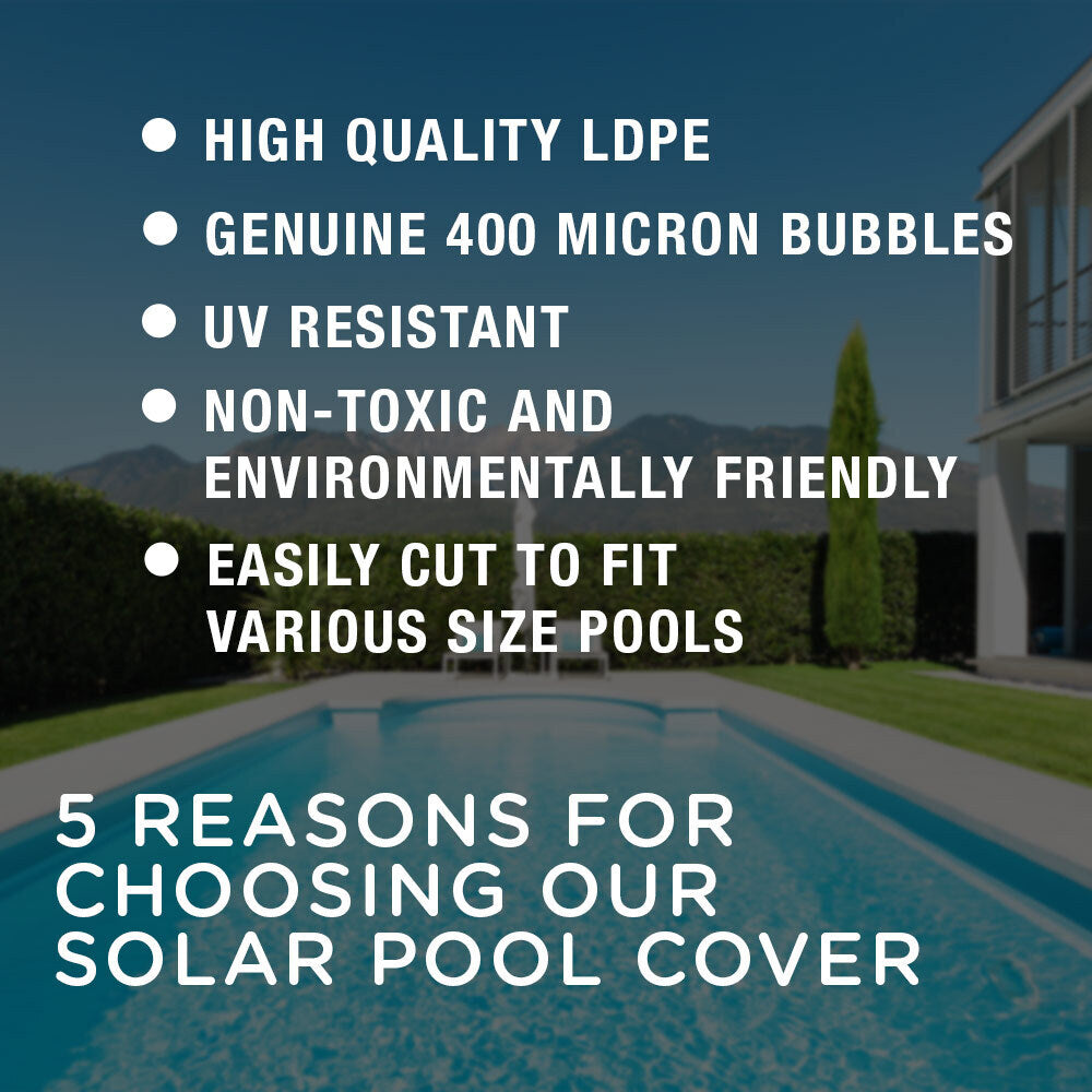 AURELAQUA Solar Swimming Pool Cover + Roller Wheel Adjustable 400 Bubble 6 x 3.2